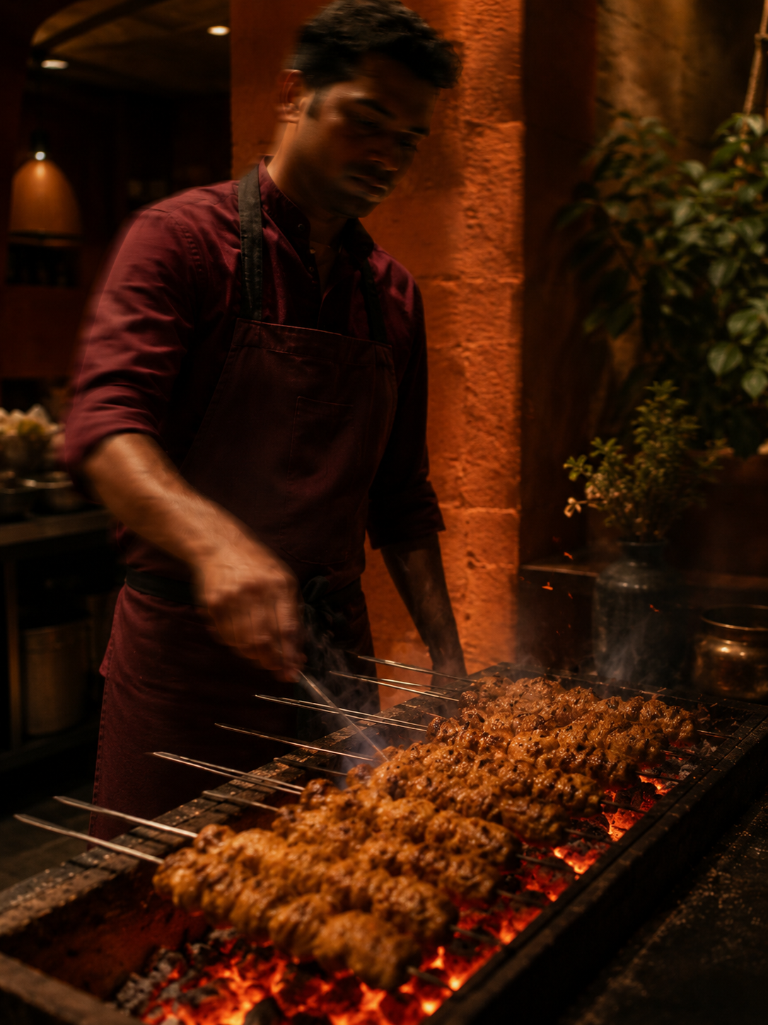 Sheekh kebabs over live coals